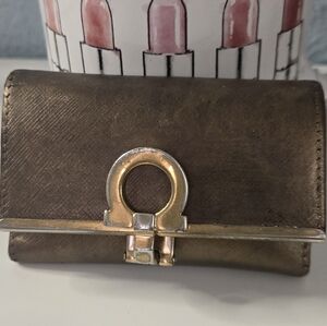 Salvatore Ferragamo Bronze/Gold Wallet with Gancini Hardware